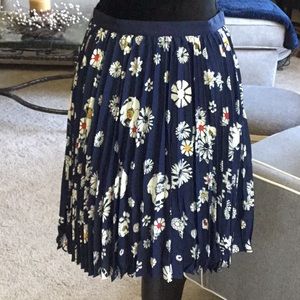 Jason Wu For Target Pleated Navy Daisy Print Skirt